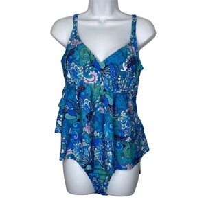 Nicole Miller Tankini Swimsuit Ruffle NWT